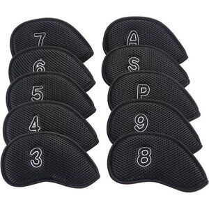 10Pcs/Pack New Meshy Golf Iron Covers Set Golf Club Head Cover Fit Most Irons